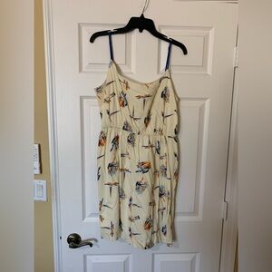 ANTONIO MELANI Spaghetti Strap Cream Dress with Blue and Orange Nautical Accents